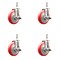 Service Caster 5 Inch 316SS Red Polyurethane Swivel 1/2 Inch Threaded Stem Caster Set Brake SCC SS316TS20S514-PPUB-RED-TLB-121315-4 - alternate 1